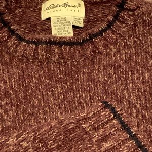Men’s L Eddie Bauer Burgundy Sweater w Navy Accent